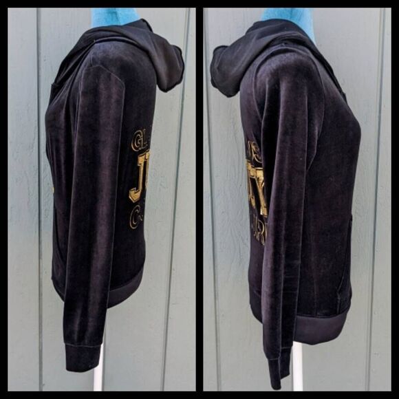 Juicy Couture Y2K Glamorous Juicy Couture Black Velour Tracksuit Jacket. Small - Picture 5 of 8